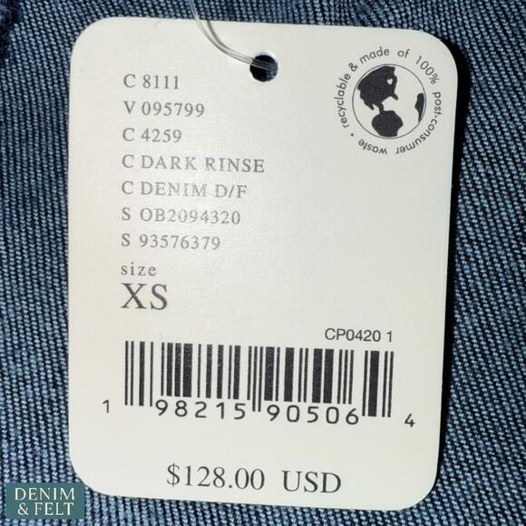 Free People Denim D/F Studded Backless Peplum Top XS Dark Rinse NWT/NEW!! - Picture 15 of 16